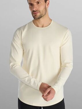 BYLT PREMIUM BASICS DROP-CUT LONG SLEEVE LUX T-SHIRT | BONE | 
SIZE MEDIUM